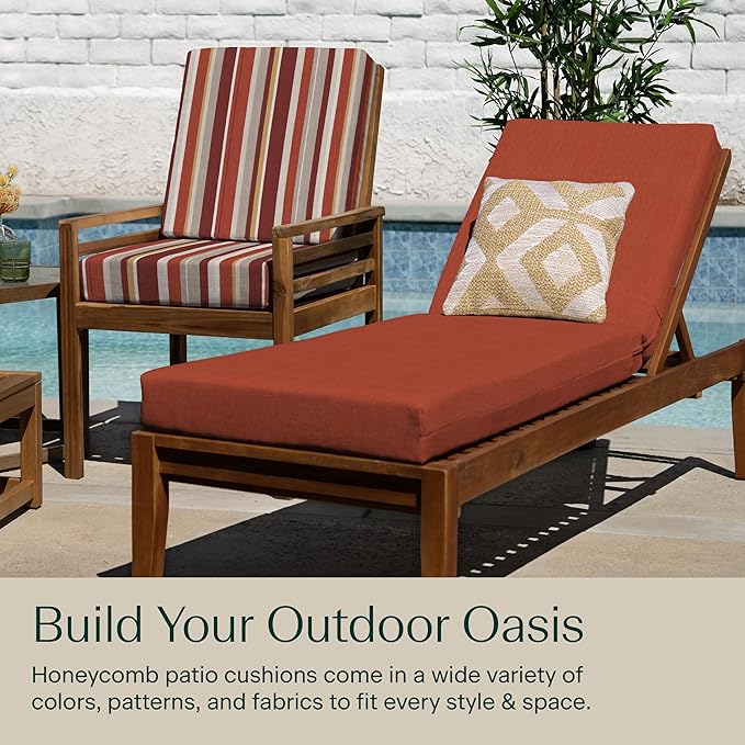 Honeycomb Outdoor Heritage Chaise 21.5 x 70, Textured Solid Terracotta Chaise - Image 3