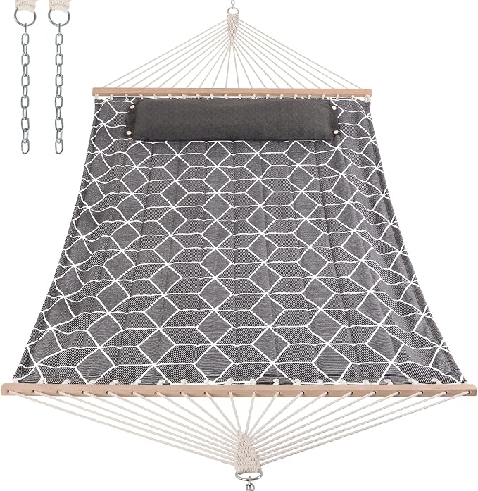 ANOW Outdoor Hammock with Spreader Bars and Detachable Pillow, 2 Person Hammock by ANOW