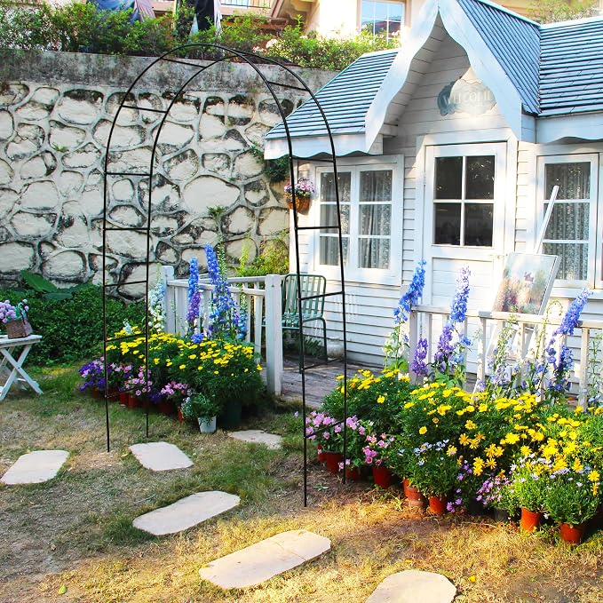 7.9 Ft H x 4.6 Ft W Green Metal Pergola Arbor - Image 2