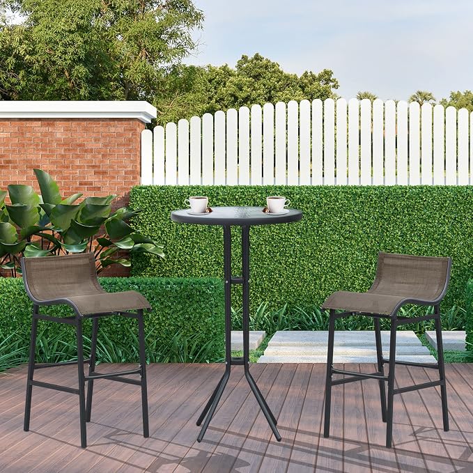 Outsunny 3 Piece Bar Height Outdoor Bistro Set - Image 2
