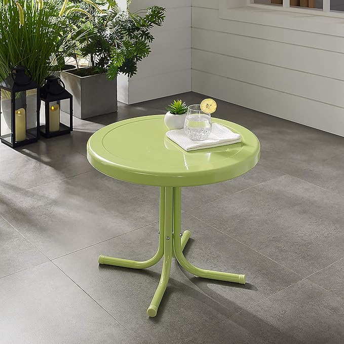 Crosley Furniture Griffith Weather Resistant Retro Metal Outdoor Side Table - Image 7