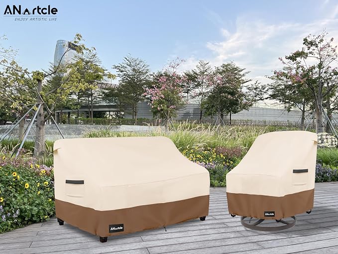 3-Seater Patio Sofa Cover, 85W x 37D x 35H Inches Outdoor Couch Cover, 100% - Image 5
