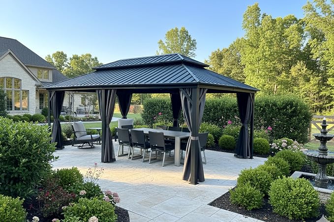 PURPLE LEAF 12' X 20' Patio Hardtop Gazebo Outdoor Pavilion Gazebo by PURPLELEAF