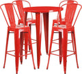 Flash Furniture Callum Commercial Grade 30" Round Red Metal Indoor-Outdoor Bar by FlashFurniture