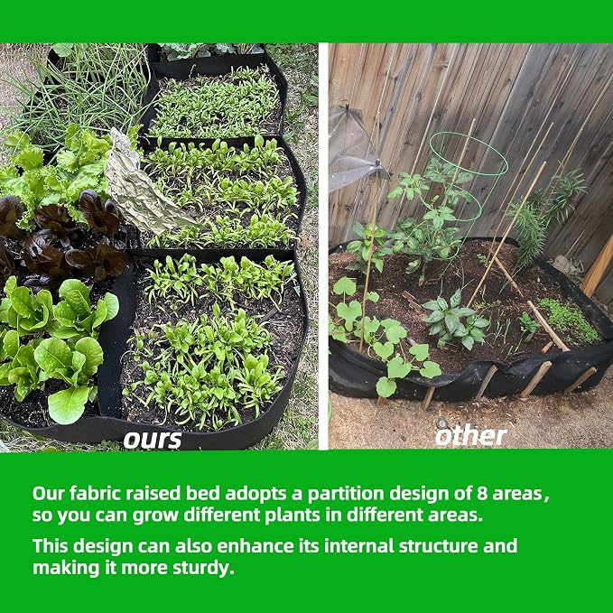 CJGQ Fabric Raised Garden Bed 6x3x1ft Garden Grow Bed Bags - Image 3
