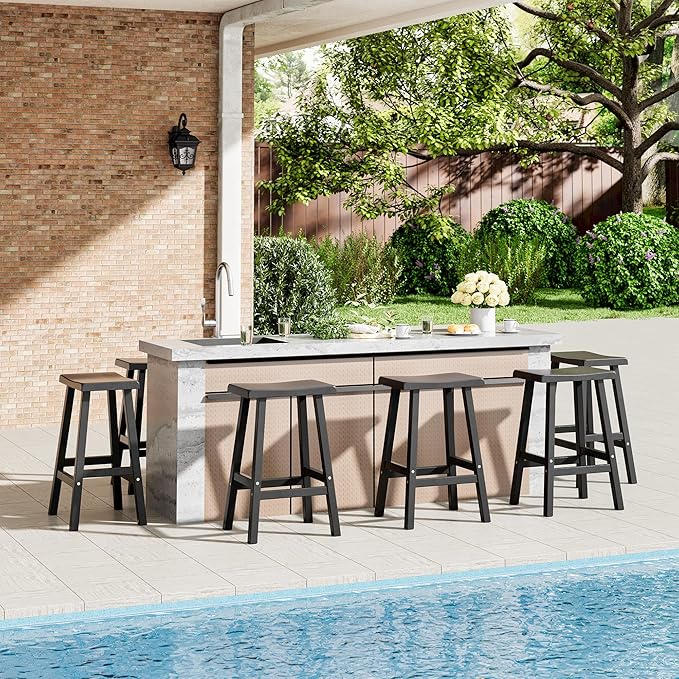 NUNU LAB Waterproof Barstools Set of 2-24 Inch HDPE Dining Height - Image 2