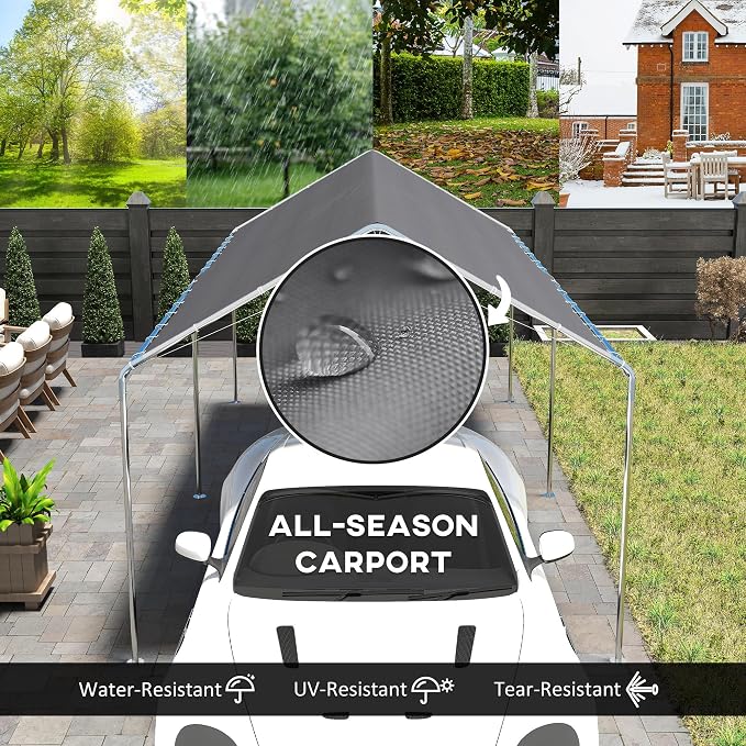 Outsunny 10'x20' Carport Outdoor Heavy Duty Party Tent Galvanized Car Canopy - Image 3