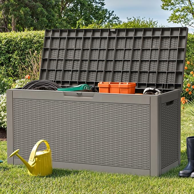 YITAHOME 60 Gallon Resin Deck Box, Weather Resistant Outdoor Rattan Storage Box by YITAHOME