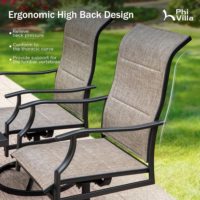 PHI VILLA 7 PCS Patio Dining Set, Outdoor Table & Chairs Set - Image 5