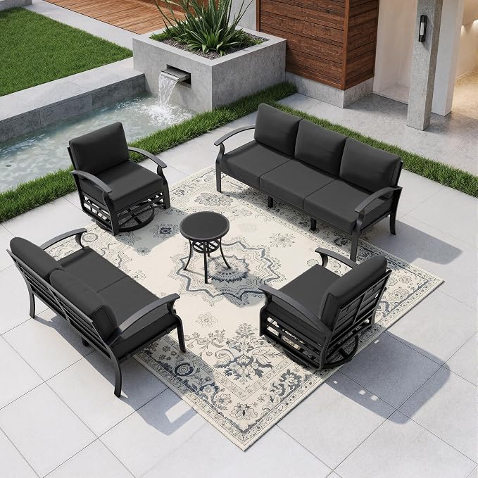 Kullavik Aluminum Patio Furniture Set, 5 Pieces 7 Seat Metal Outdoor Furniture by KULLAVIK