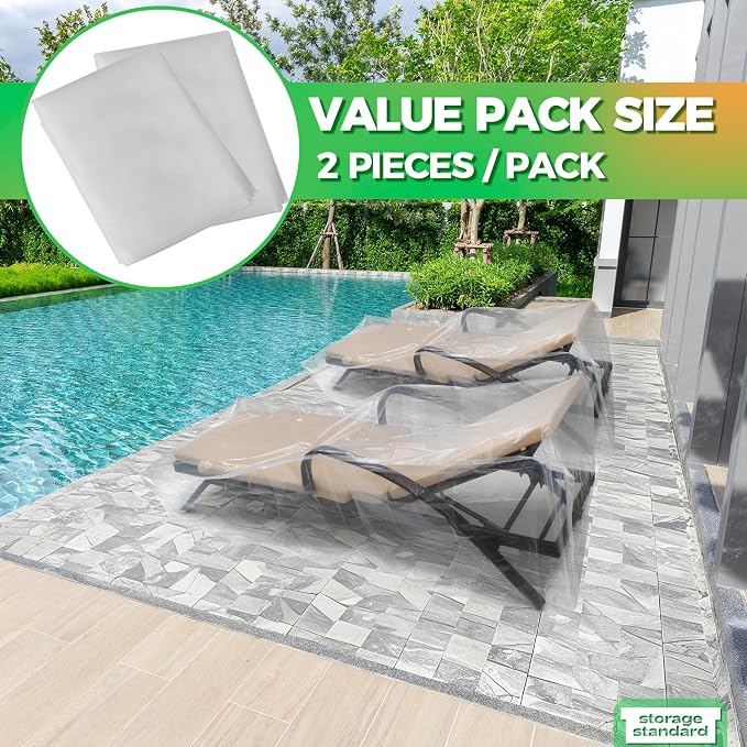 2-Pack Waterproof Outdoor Chaise Lounge Covers - Image 2