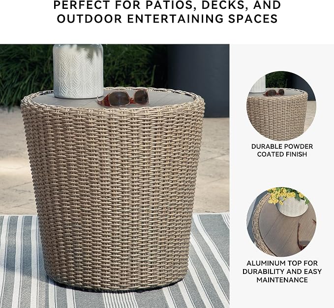 Signature Design by Ashley Danson Bohemian Outdoor End Table, Light Brown - Image 5
