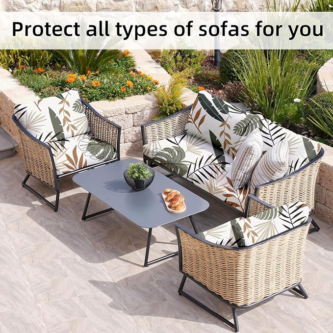 8Pcs Stretch Patio Cushion Covers, Outdoor Couch Covers Replacement, Outdoor - Image 4