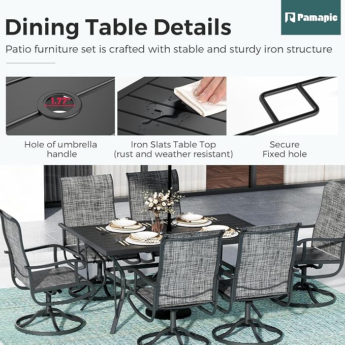 7-Piece Outdoor Dining Set, Patio Furniture Set - Image 6