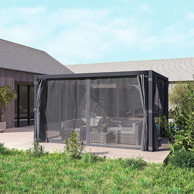 Outsunny 10 x 13 ft. Louvered Pergola Hardtop Gazebo - Image 8