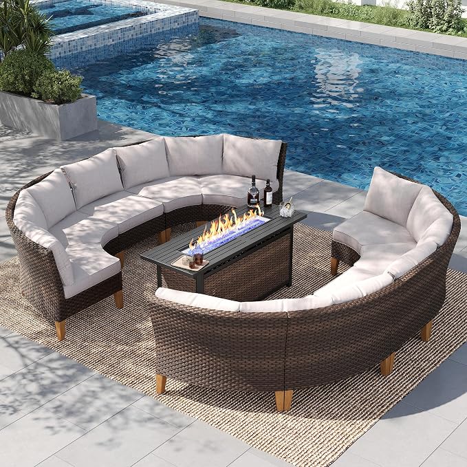PHI VILLA 7-Piece Half Moon Patio Furniture Set by PHIVILLAThepioneerofcomfortablehouseholdsupplies
