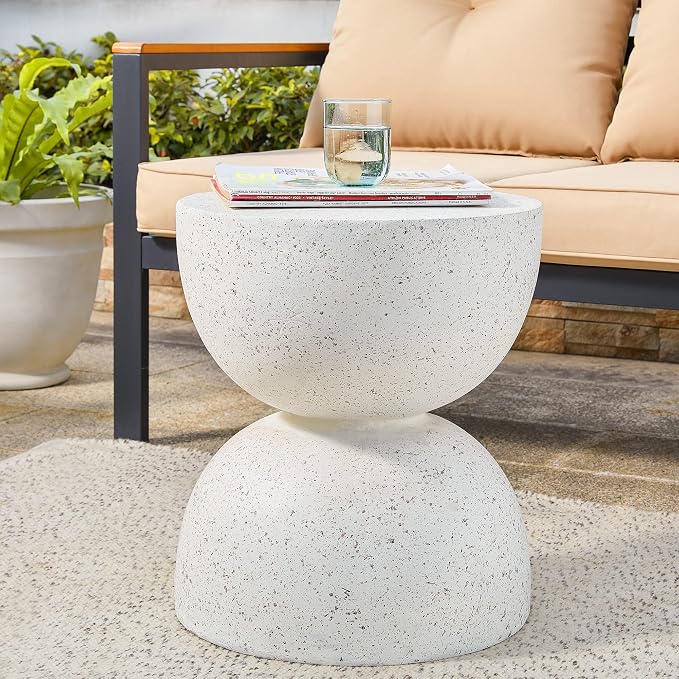 Glitzhome Outdoor Side Table, Round Accent End Table, Lightweight Hourglass - Image 8