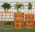 HFHOME Set of 3 Metal Outdoor Side Table, Nesting Round Coffee Table by HFHOME