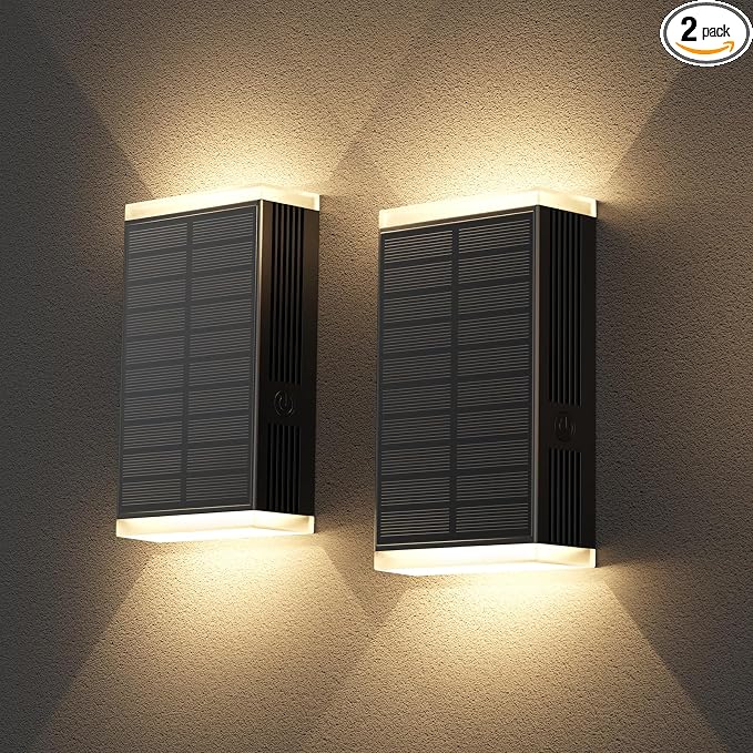 Solar Wall Light Outdoor, 3000/4000/6000K 3 Modes Dusk to Dawn Lighting Wall by UGDLUCK