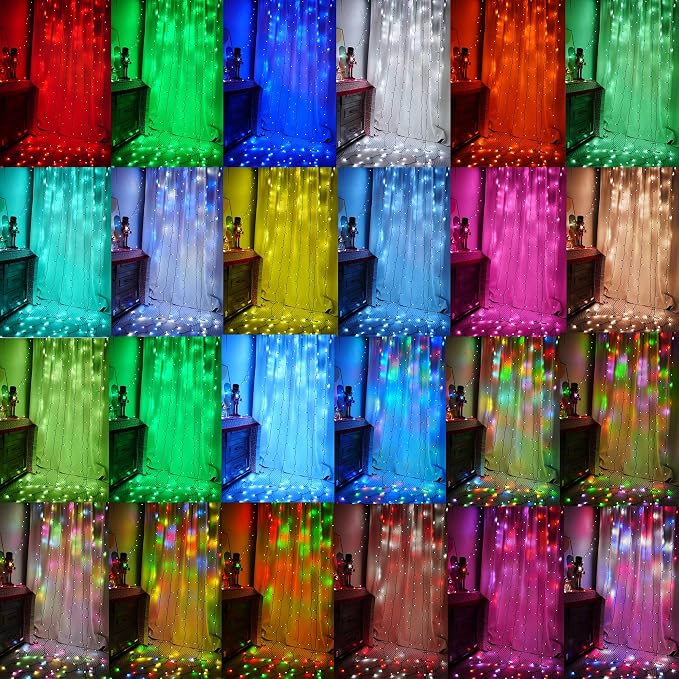 Dazzle Bright 300 LED Curtain String Lights, RGB Color Changing Christmas Fairy - Image 7