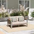 Aluminum Outdoor Patio Furniture Loveseat, All-Weather Outdoor Patio Sofa by Oasbira
