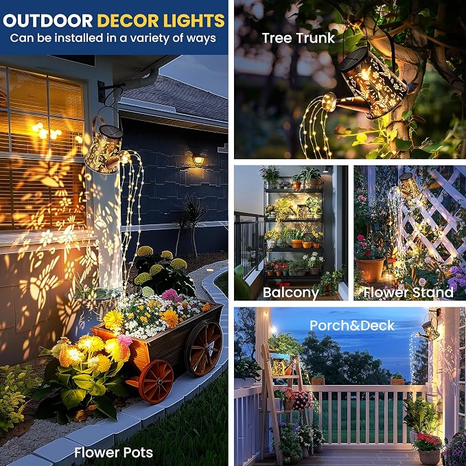 Solar Lights Outdoor Garden Decor, Large Lanterns Watering Can Gardening Gifts - Image 4