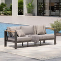 Aluminum Outdoor Patio Furniture, 3 Seats All-Weather Outdoor Patio Sofa by Oasbira