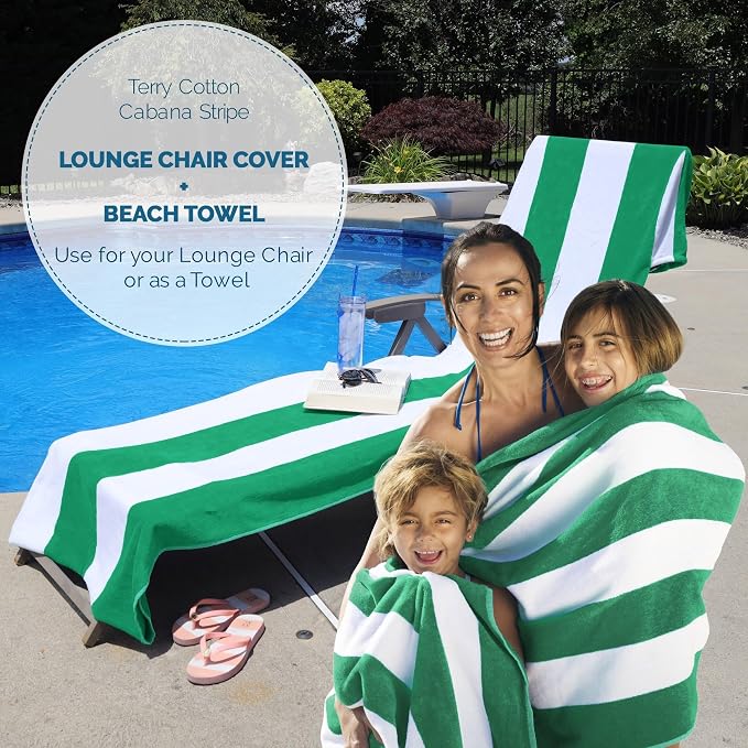 Superior Cabana Cotton Lounge Chair Cover, Outdoor Towel/Chaise Furniture Covers - Image 9