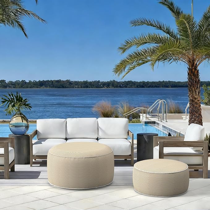 LVTXIII Outdoor Inflatable Ottoman, Portable Round Ottoman Pouf - Image 5