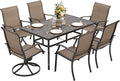NUU GARDEN 7 Pieces Outdoor Dining Sets, Textilene Swivel Patio Table and by NUUGARDENCORPORATION