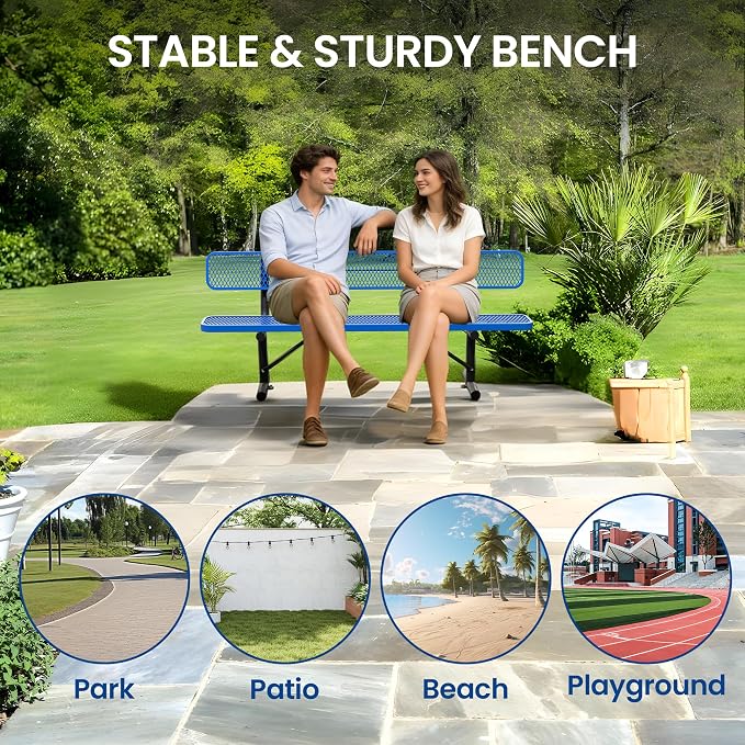 8 Feet Steel Park Bench for Outside, Outdoor Bench - Image 4