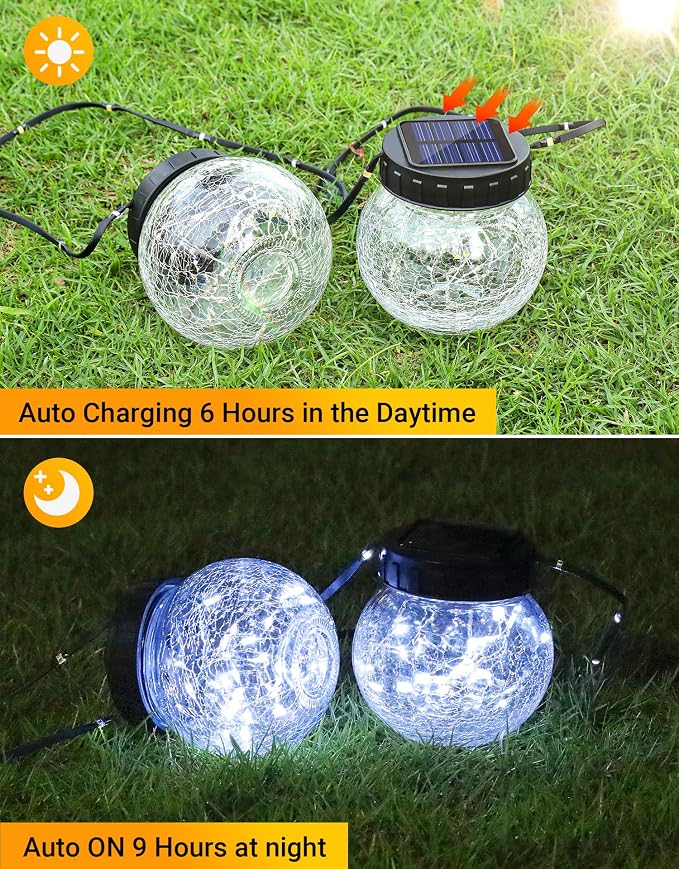 PARTPHONER Solar Lights Outdoor Waterproof 12-Pack, Solar Powered Hanging - Image 3