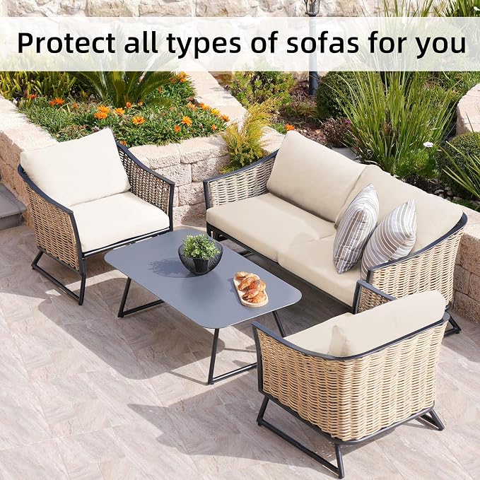 8Pcs Stretch Patio Cushion Covers, Outdoor Couch Covers Replacement, Outdoor - Image 4