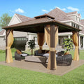 MELLCOM 10' x 10' Gazebo, Hardtop Double Roof Gazebo by MELLCOM