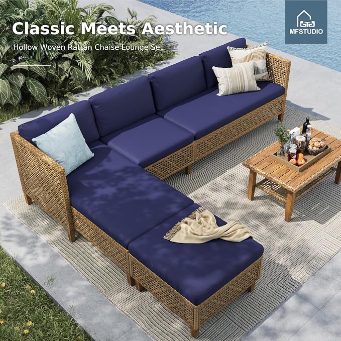 MFSTUDIO Wicker Patio Furniture Set, Rattan Outdoor Couch Sectional Sofa - Image 8