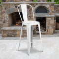 EMMA + OLIVER Commercial Grade 30" H Distressed White Metal Indoor-Outdoor by EMMAOLIVER