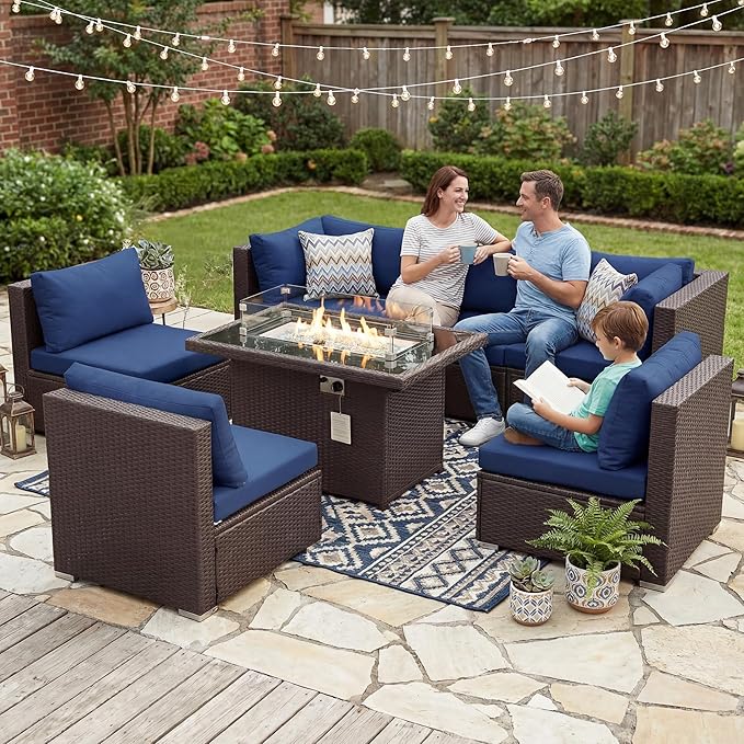 NICESOUL 7 Piece Large Size Patio Sectional Furniture Set by NICESOUL