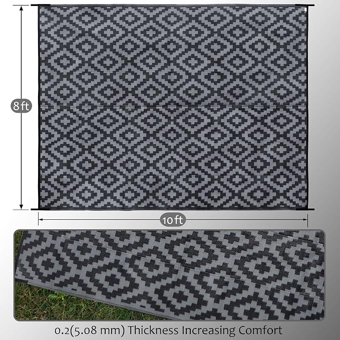 SAND MINE Waterproof Outdoor Rug 8x10 ft, Plastic Reversible Rug, Modern Area - Image 2