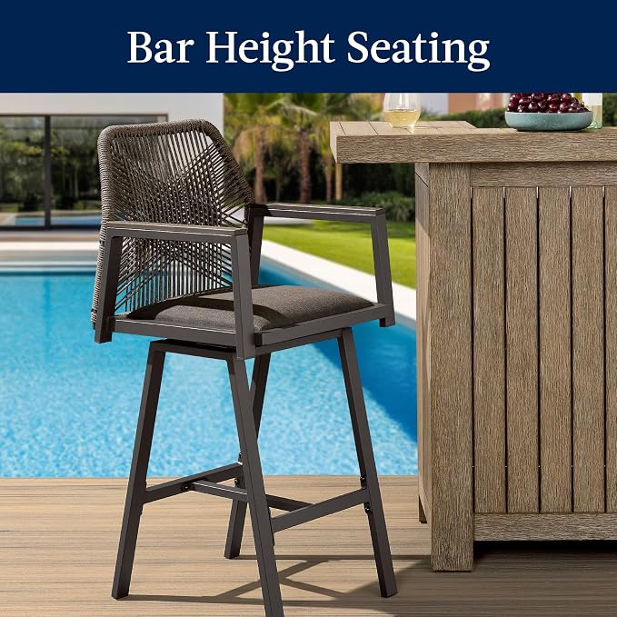 Best Choice Products Outdoor Bar Stools Set of 2, Bar Height, 360° Swivel - Image 6