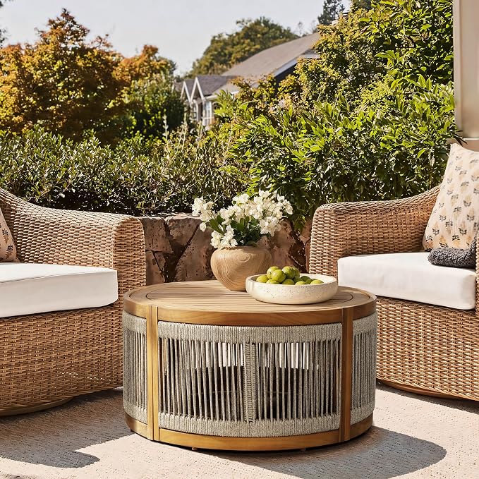 LuxenHome Outdoor Coffee Table, Modern Farmhouse Garden Coffee Table, Outdoor - Image 7