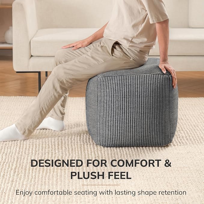 Anji Mountain 100% Handmade & Handcrafted Comfortable Home Décor Pouf Ottoman - Image 5