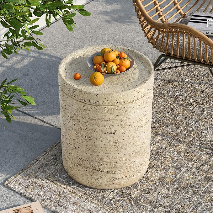 SUNBURY Outdoor Side Tables for Patio, Small Concrete Accent End Table - Image 2
