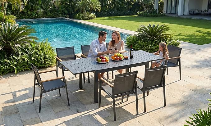 All-Aluminum Expandable Outdoor Patio Dining Table - Image 4
