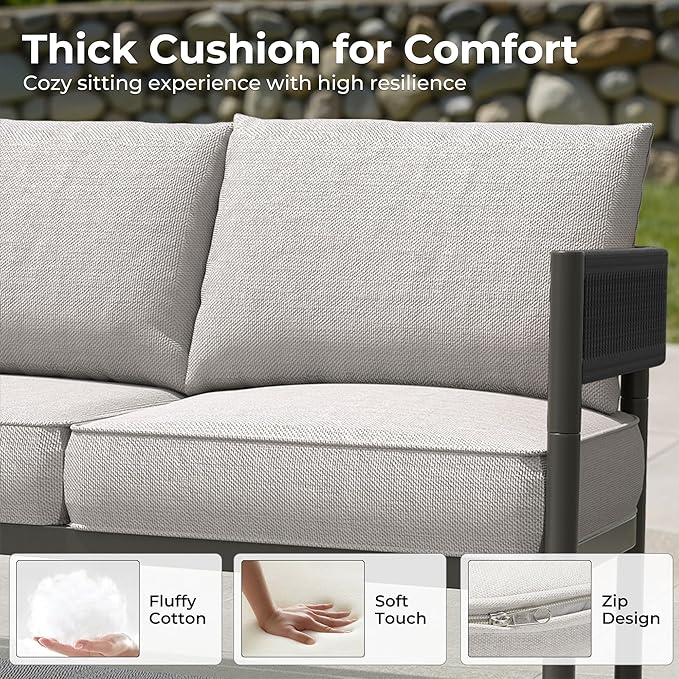 Gand Patio Outdoor Loveseat, Wicker Conversation Set - Image 3