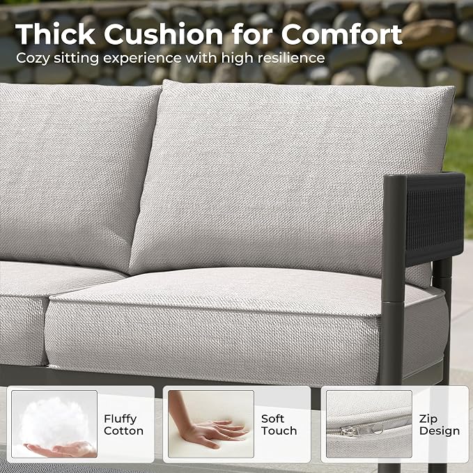 Grand patio 5-Piece Outdoor Furniture Set, 5 Seats Wicker Sofa Conversation Set - Image 5