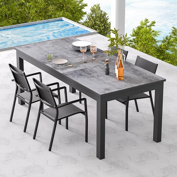 Aluminum Expandable Outdoor Dining Table, 3-Position Extensible Length Patio - Image 4