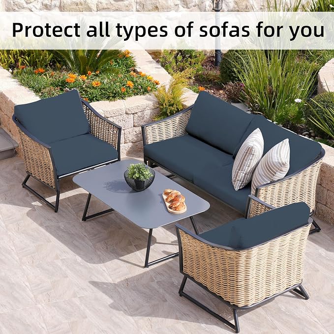 8Pcs Stretch Patio Cushion Covers, Outdoor Couch Covers Replacement, Outdoor - Image 4