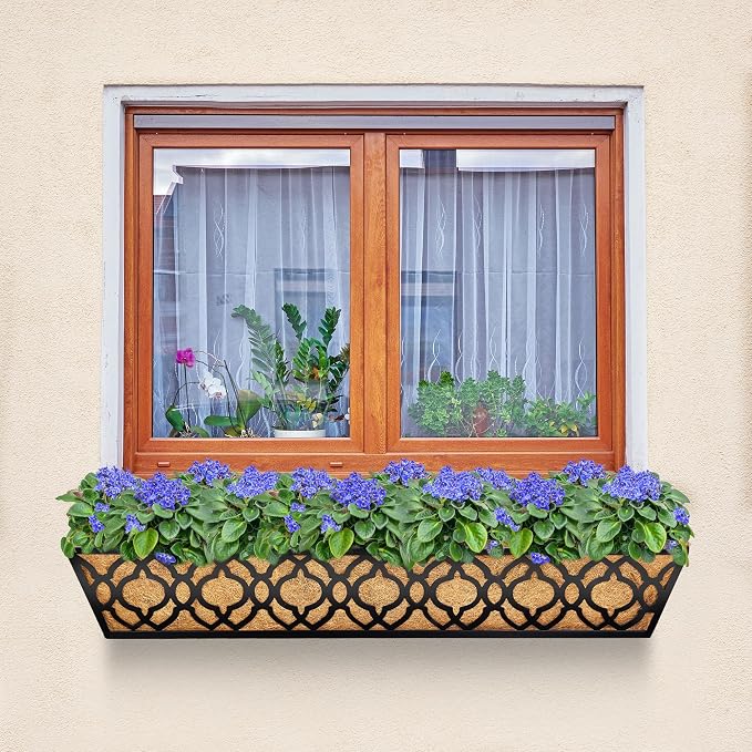 6pcs 30 Inch Window Deck with Coco Liner, Metal Hanging Flower Planter Window - Image 6