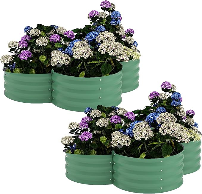 GarveeLife 2-Pack Galvanized Raised Garden Bed – Rust-Resistant Petal-Shaped by GarveeLife
