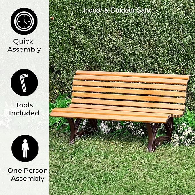 Plow & Hearth Weatherproof German PVC Outdoor Bench | 3-Seat | Holds Up to 500 - Image 4